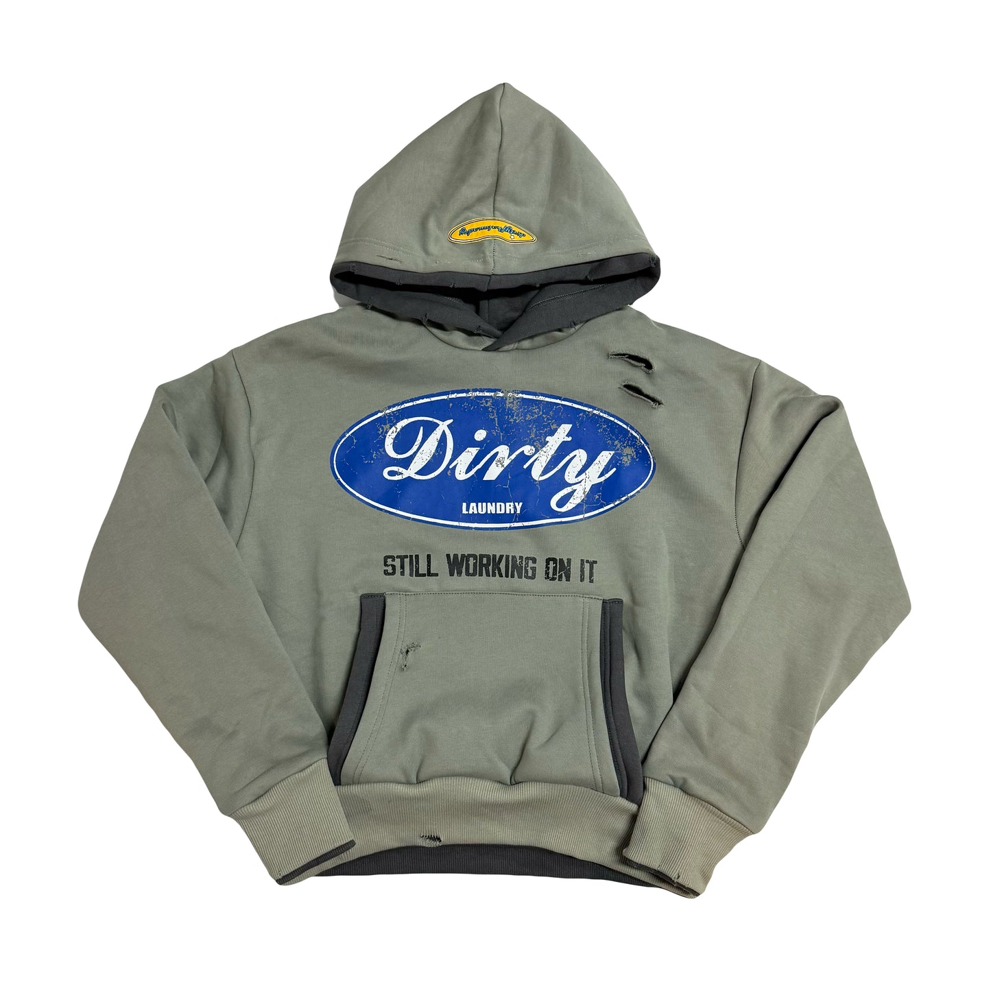 DIRTY Grey Double Layer Hoodie
