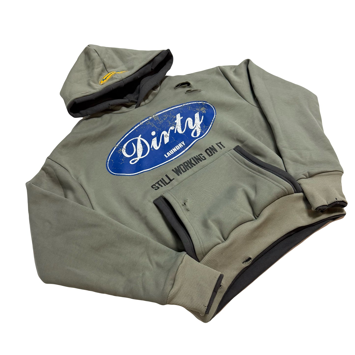 DIRTY Grey Double Layer Hoodie