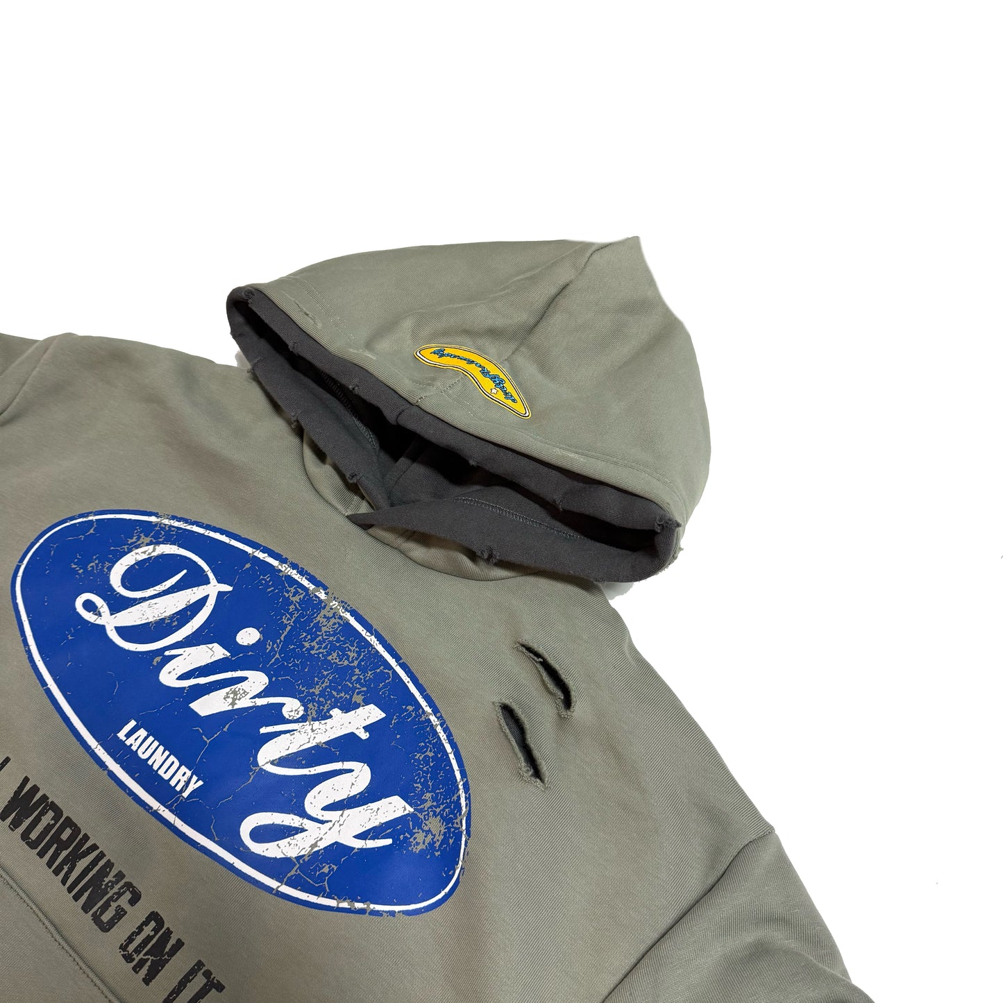 DIRTY Grey Double Layer Hoodie