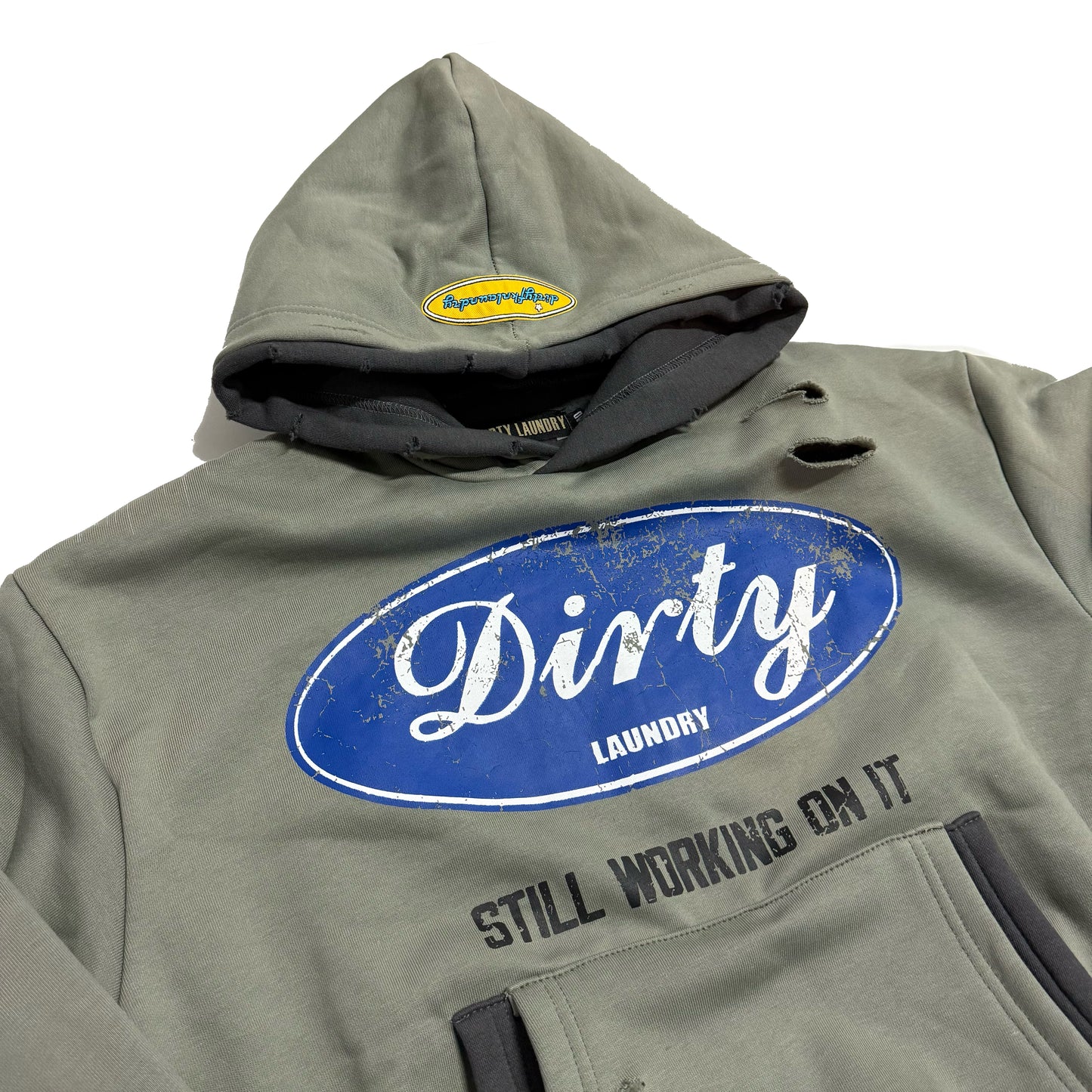 DIRTY Grey Double Layer Hoodie