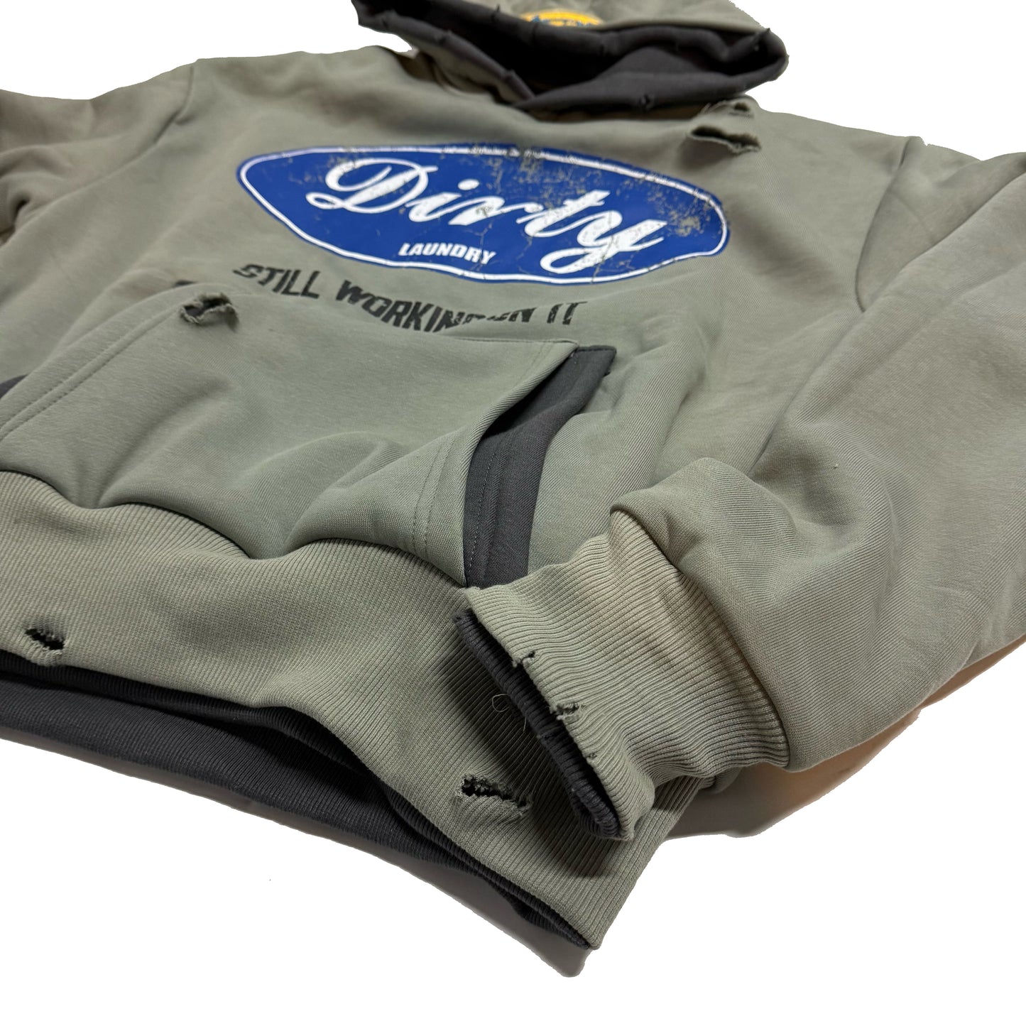 DIRTY Grey Double Layer Hoodie