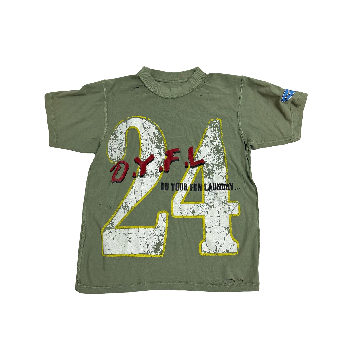 Olive DYFL Distressed Jersey Tee