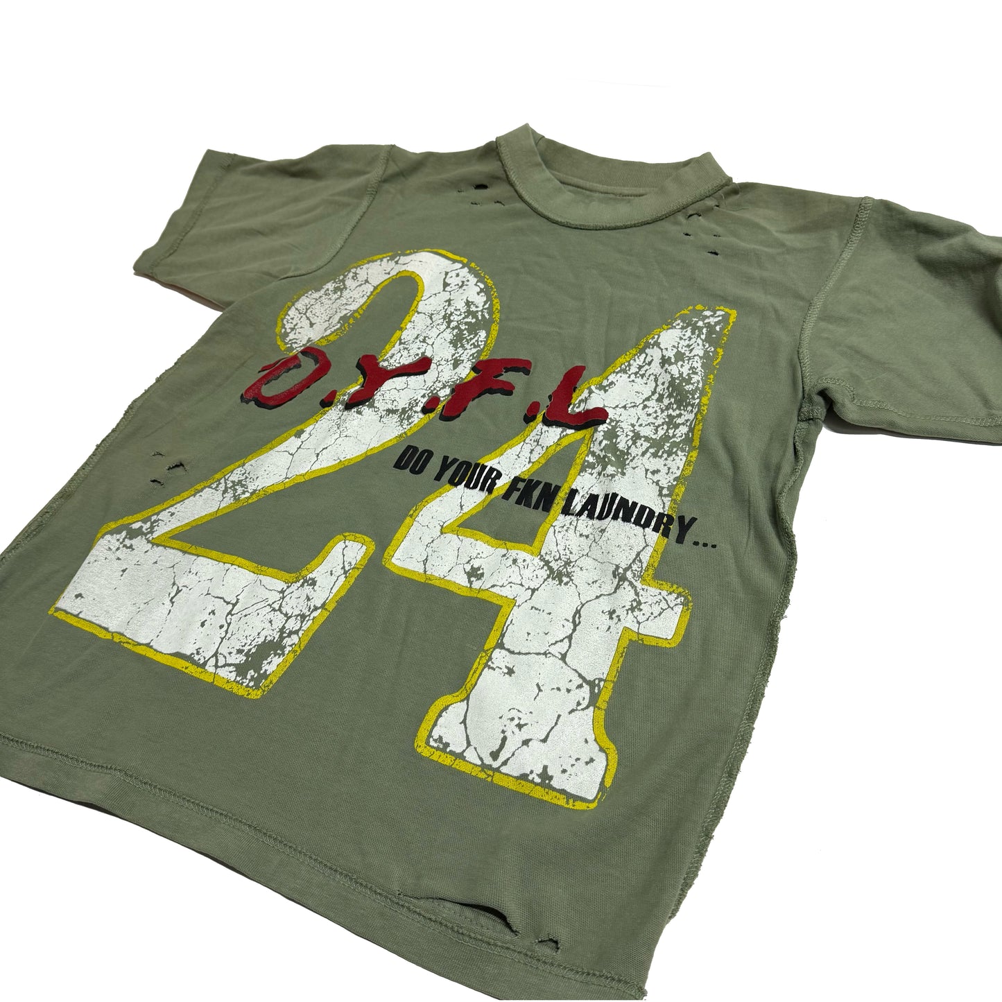 Olive DYFL Distressed Jersey Tee