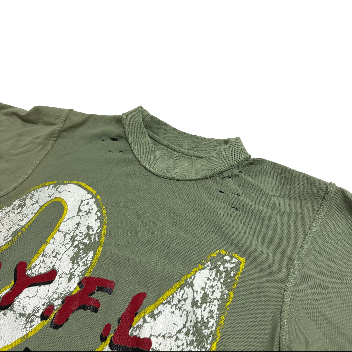 Olive DYFL Distressed Jersey Tee