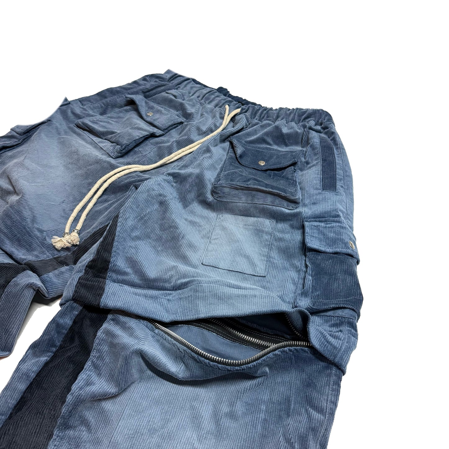 Faded Blue Corded Hybrid Cargos