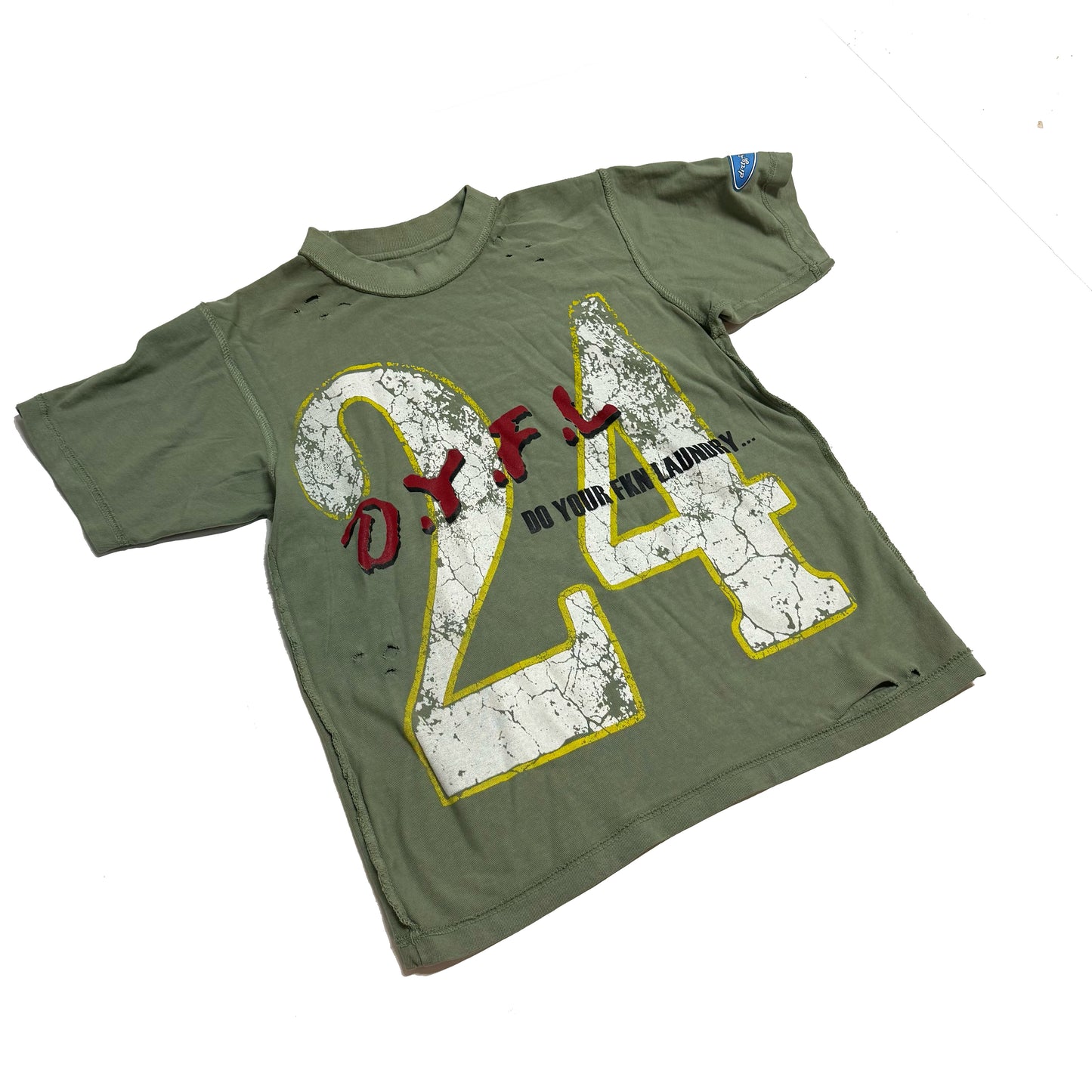 Olive DYFL Distressed Jersey Tee