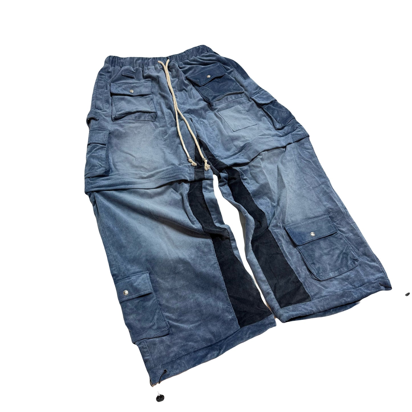 Faded Blue Corded Hybrid Cargos