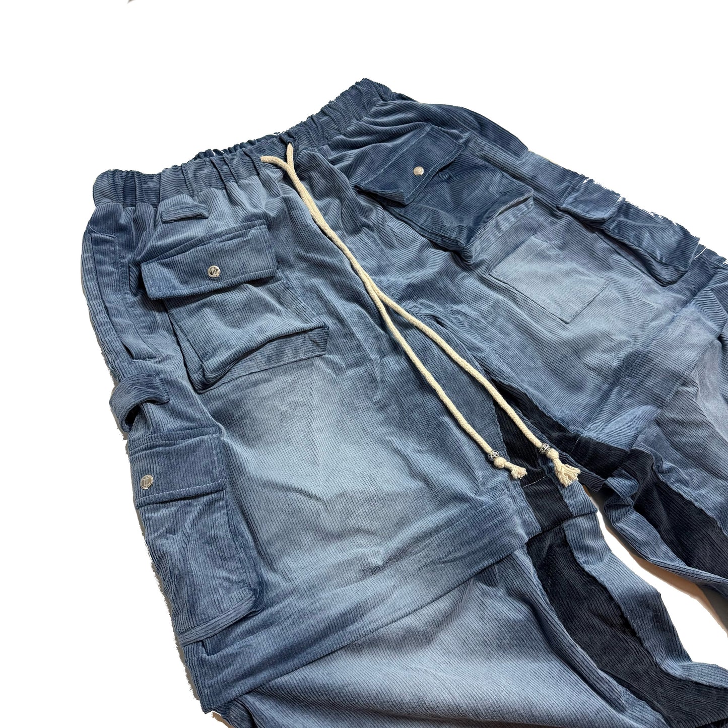 Faded Blue Corded Hybrid Cargos